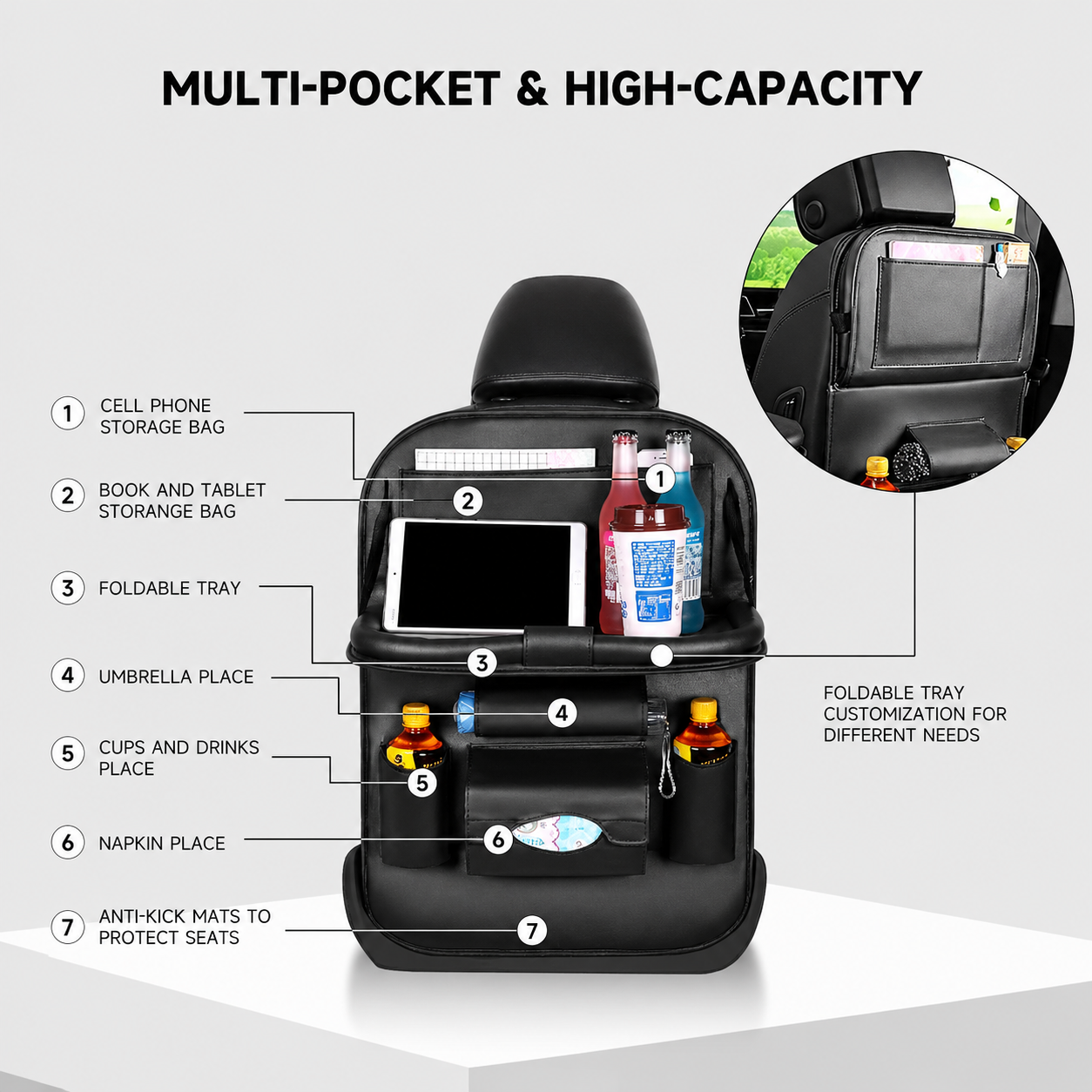Leather Car Seat Organizer